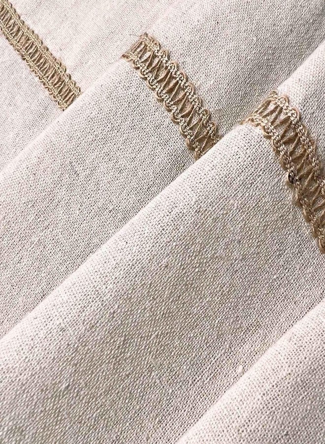 Oindec Cotton Linen Kitchen Curtains for Windows with Burlap Lace Trim Rustic Farmhouse 24 inch Rod Pocket Neutral Short Curtain Window Treatment Tiers,Set of 2 - Image 5
